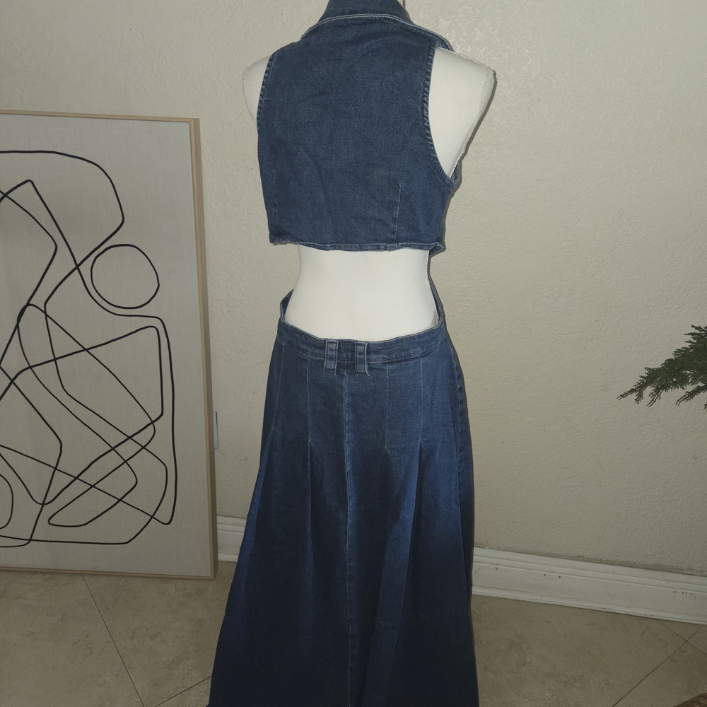 Urban Revino Denim Cutout Maxi Dress - Blue size 10 - Picture 11 of 12